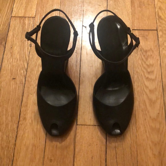 Balenciaga | Black Leather Peep Toe Wedges | EU size 37.5 - Picture 4 of 6